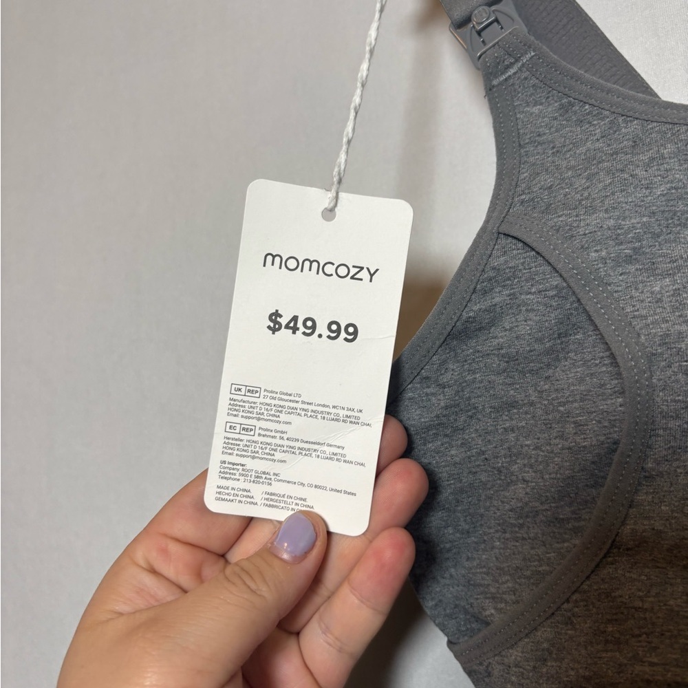 Momcozy Womens Nursing Pumping Bra Large Gray Adjustable Strap Back Stretch NEW - Picture 3 of 7